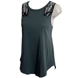 Express Scoop Neck High Low Silver Sequin Gray Pullover Tank Top Extra Small